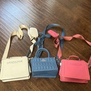 Steve Madden Trio Mini Satchel Set - Blue, Pink & white